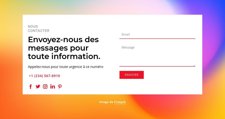 Envoyez-nous des messages Créateur de site Web HTML