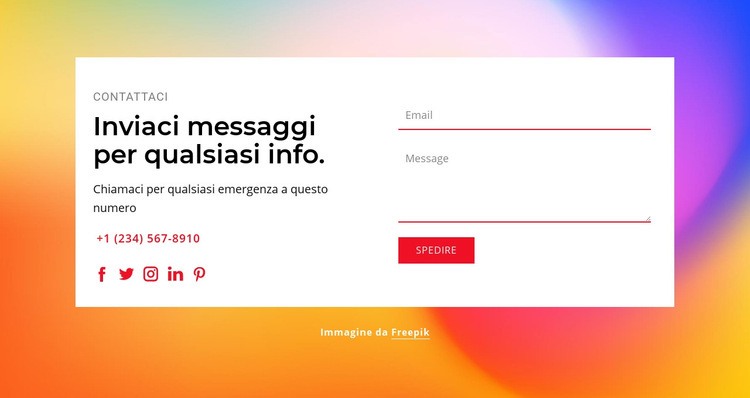 Inviaci messaggi Mockup del sito web