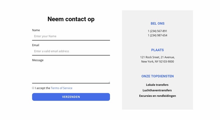 Contactformulier en contacten HTML5-sjabloon