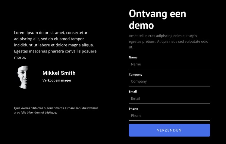 Informatie en contactformulier Website mockup