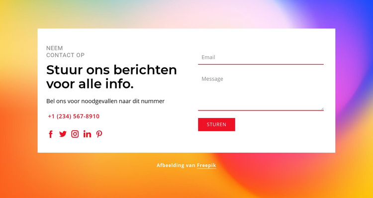 Stuur ons berichten Website sjabloon