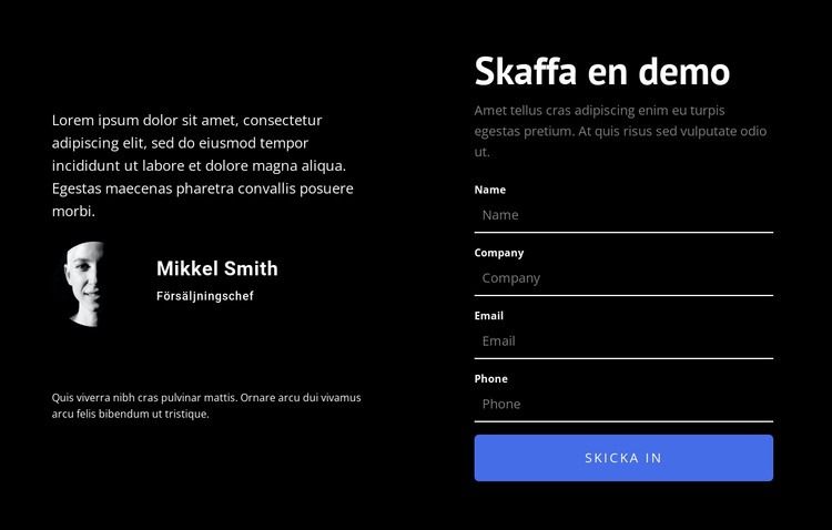 Information och kontaktformulär HTML-mall