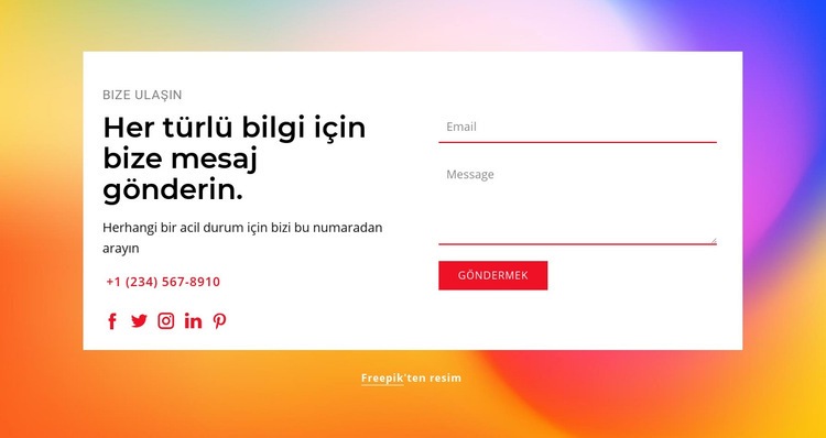 Bize mesaj gönder HTML5 Şablonu