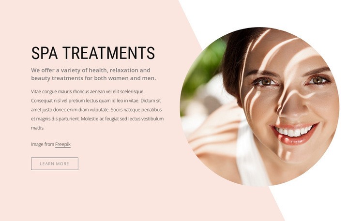 Luxurious spa treatments Homepage Design