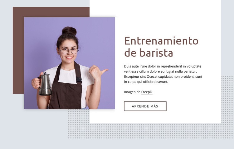 Conceptos básicos de entrenamiento de barista Maqueta de sitio web