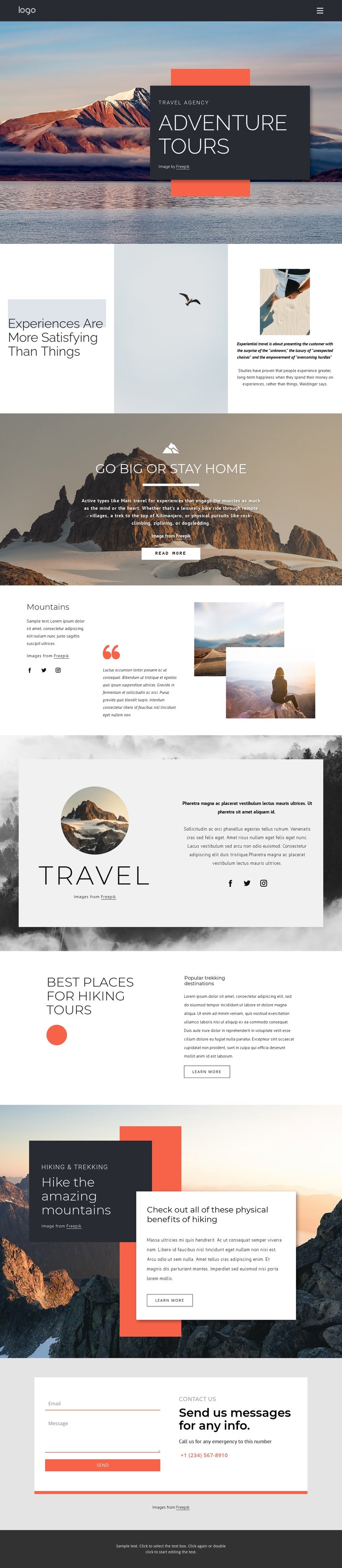 We provide hiking tours Homepage Design