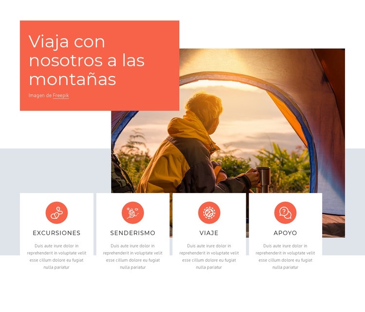 Viajes de senderismo y trekking. Plantillas de creación de sitios web