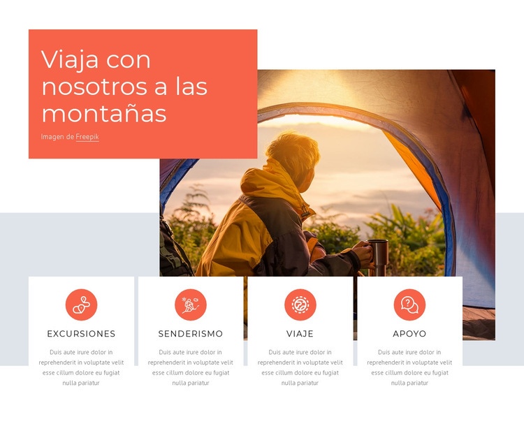 Viajes de senderismo y trekking. Diseño de páginas web