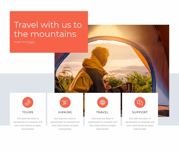 Hiking and trekking travel tours Homepage Design
