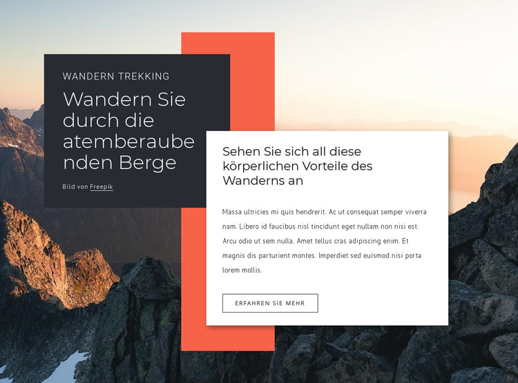 Lange Wandertour Website-Vorlage