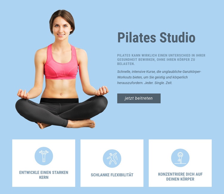 Pilates Studio Eine Seitenvorlage