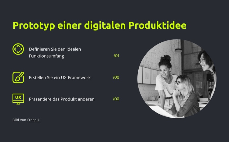 Prototyp einer digitalen Produktidee Vorlage