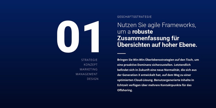 Text mit übergroßer Ziffer Landing Page