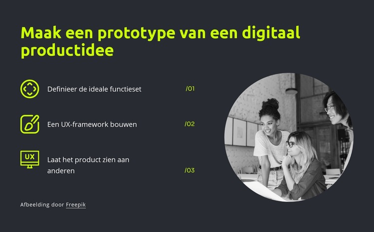 Maak een prototype van een digitaal productidee Bestemmingspagina