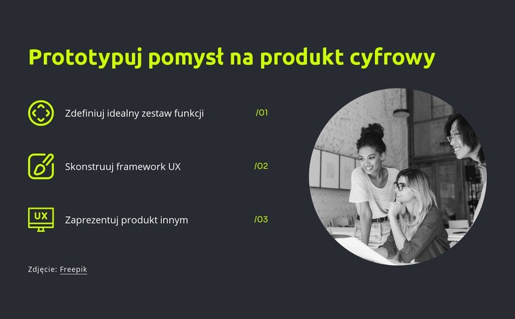 Prototypuj pomysł na produkt cyfrowy Szablon HTML5