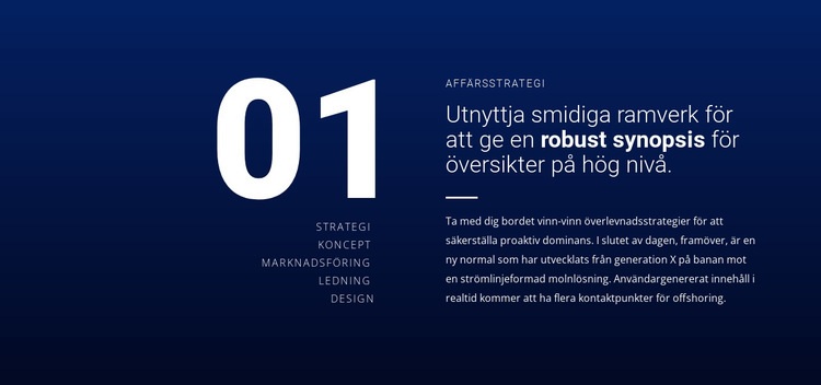 Text med överdimensionerad siffra Hemsidedesign