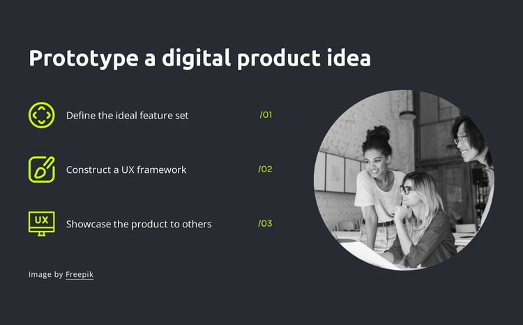 Prototype a digital product idea Website Mockup