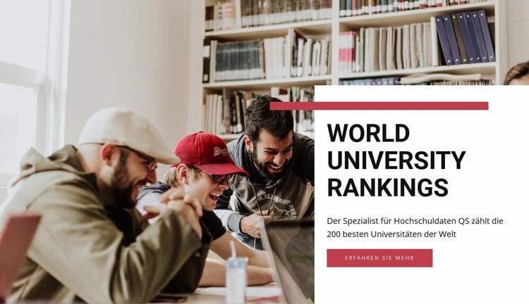 Weltrangliste der Universitäten Eine Seitenvorlage