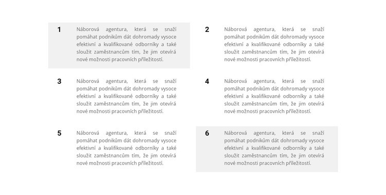 Šest bloků textu Šablona CSS