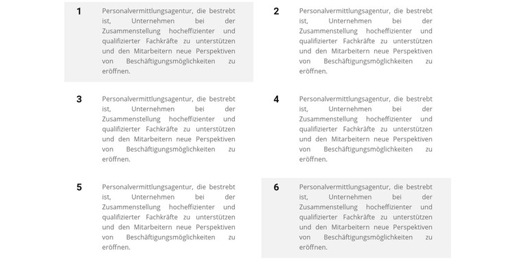 Sechs Textblöcke CSS-Vorlage