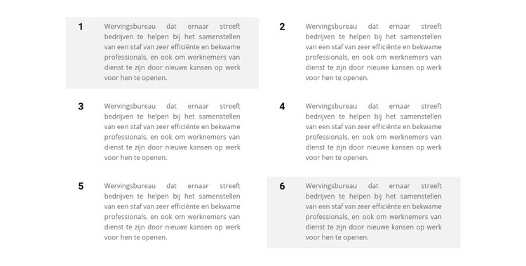 Zes blokken tekst CSS-sjabloon
