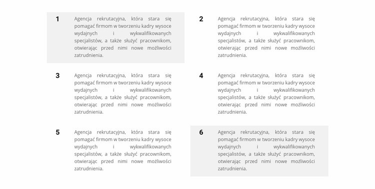 Sześć bloków tekstu Kreator witryn internetowych HTML