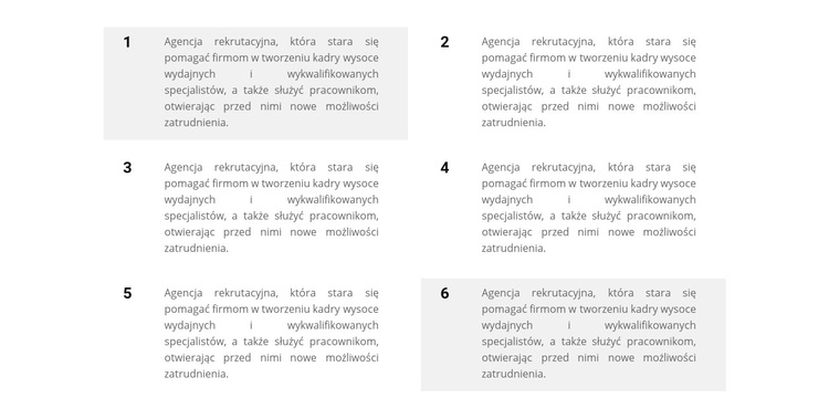 Sześć bloków tekstu Motyw WordPress