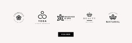 Fem Logotyper Musikwebbplatsmallar