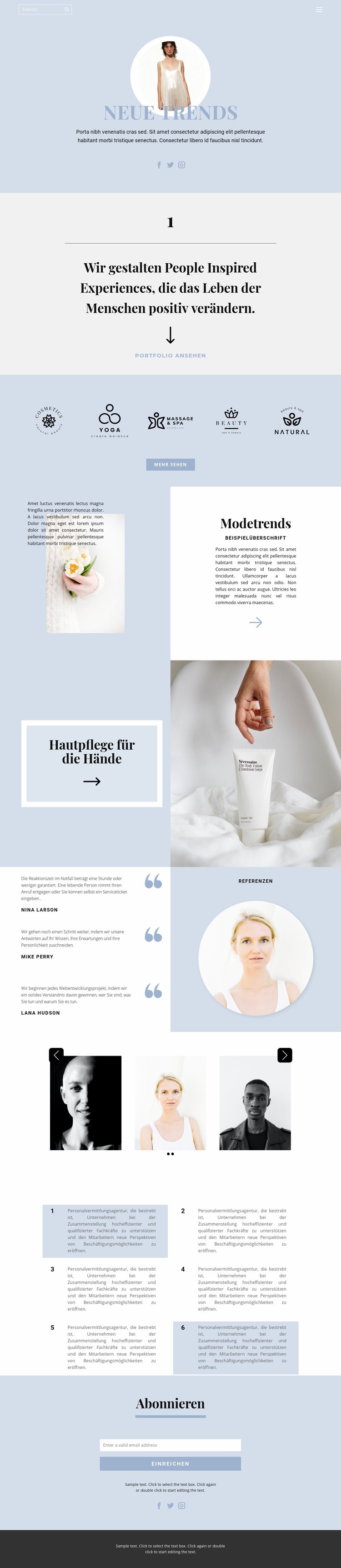 Trends setzen Website Builder-Vorlagen