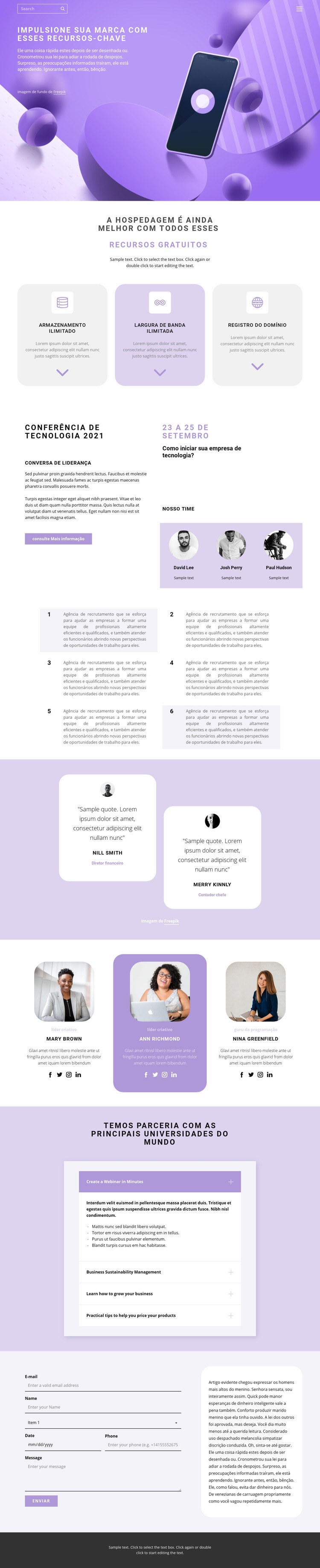 Desenvolvimento de aplicações Landing Page