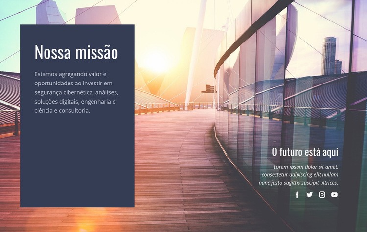 Nossa missão futura Landing Page