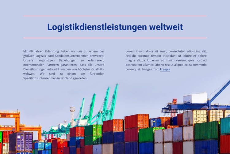 Logistikdienstleistungen weltweit Eine Seitenvorlage