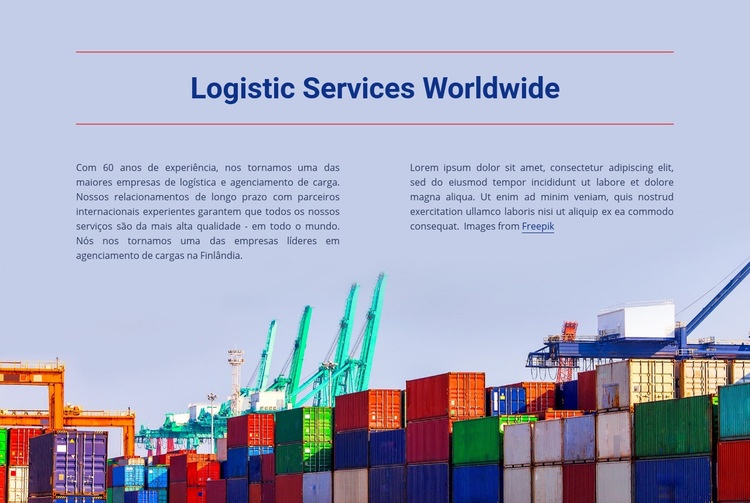 Serviços logísticos em todo o mundo Design do site