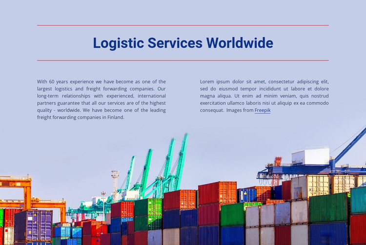 Logistic services worldwide  Website Mockup