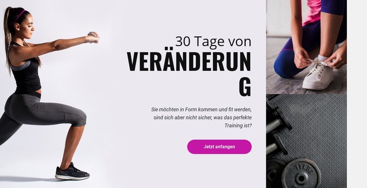 30 Tage Fitness Challenge Website-Modell
