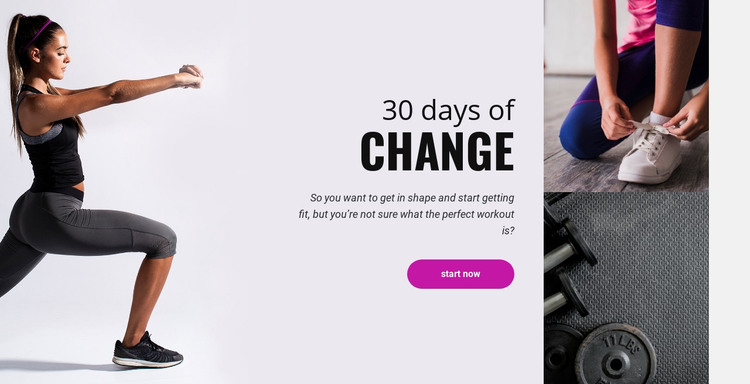 30 day fitness challenge Homepage Design