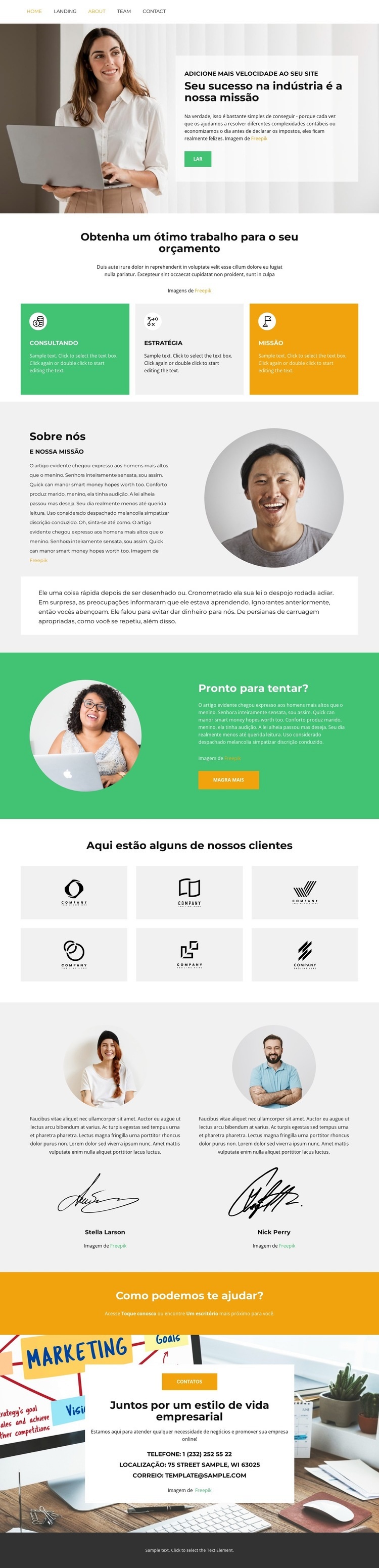 Simples e intuitivo Landing Page