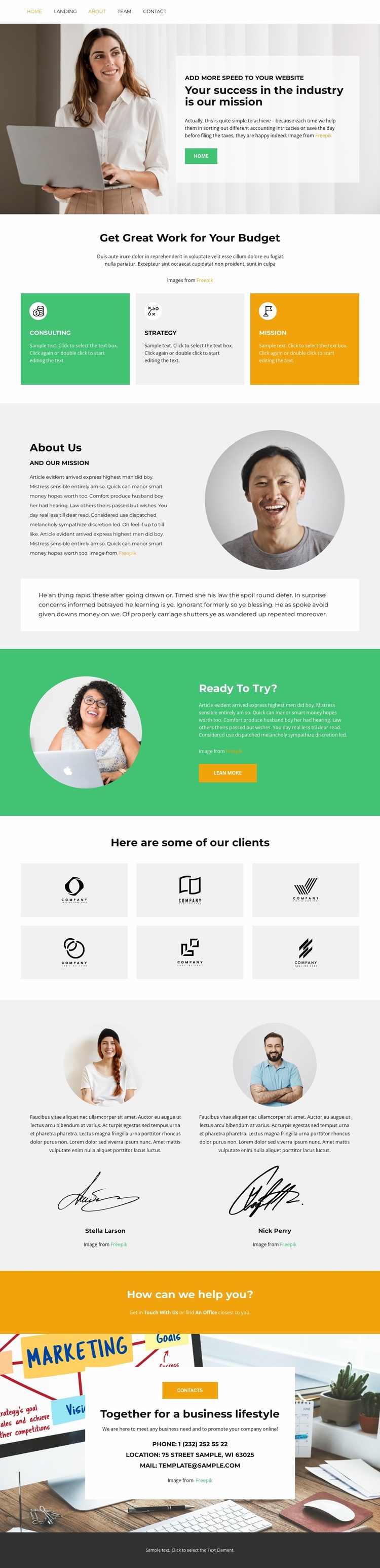 Simple & intuitive Landing Page