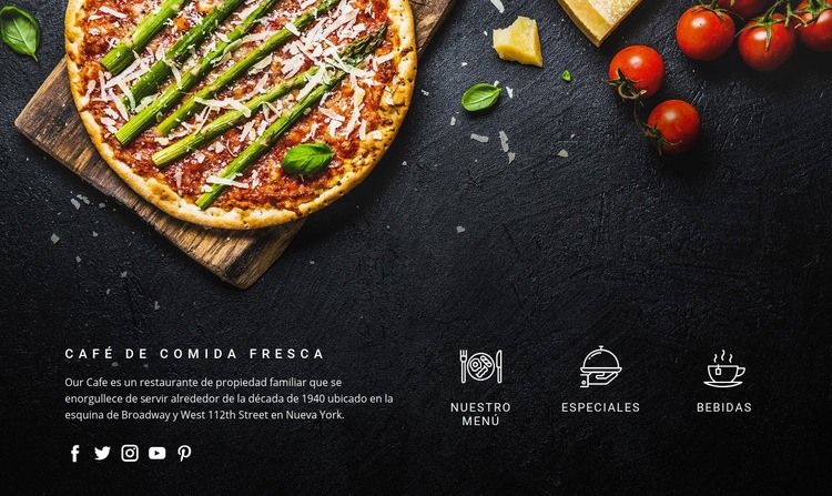 Fantástica pizza recién hecha. Creador de sitios web HTML
