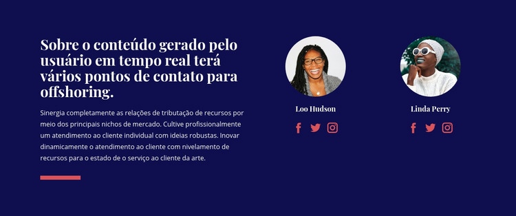 Nossa equipe de estilistas Landing Page