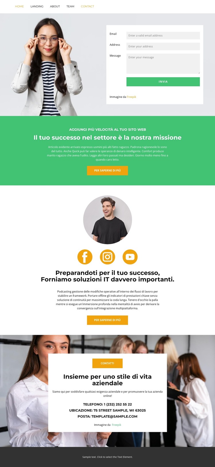 Indirizzo della piattaforma Modello HTML