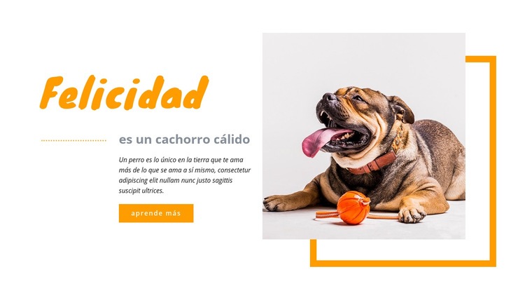 Felicidad cálida cachorro Maqueta de sitio web