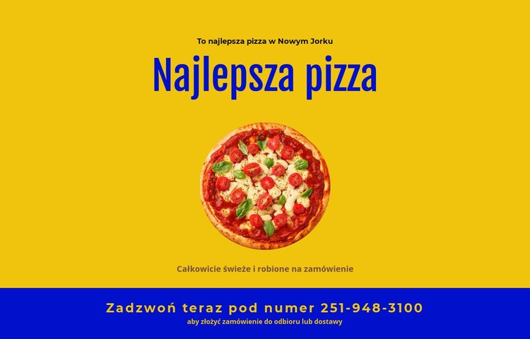 Dostawa pizzy do restauracji Makieta strony internetowej