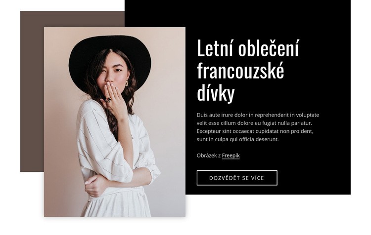 Letní oblečení francouzské dívky Šablona webové stránky