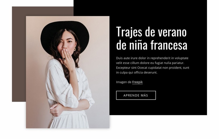 Trajes de verano de niña francesa Maqueta de sitio web