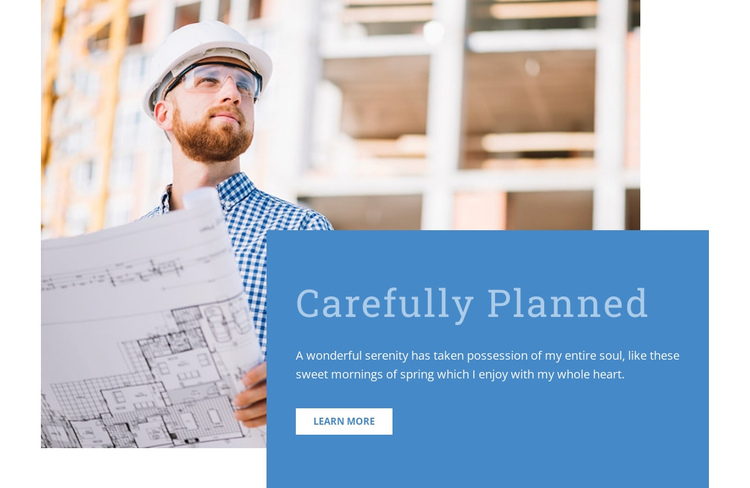 Carefully planned building One Page Template