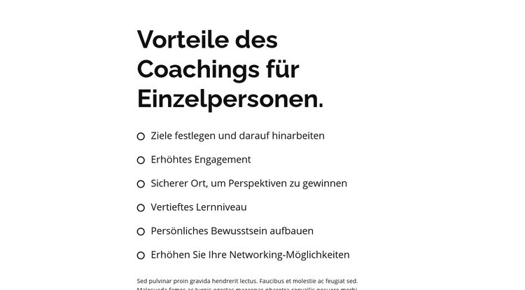 Überschrift und große Liste Eine Seitenvorlage