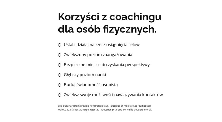 Nagłówek i duża lista Szablony do tworzenia witryn internetowych