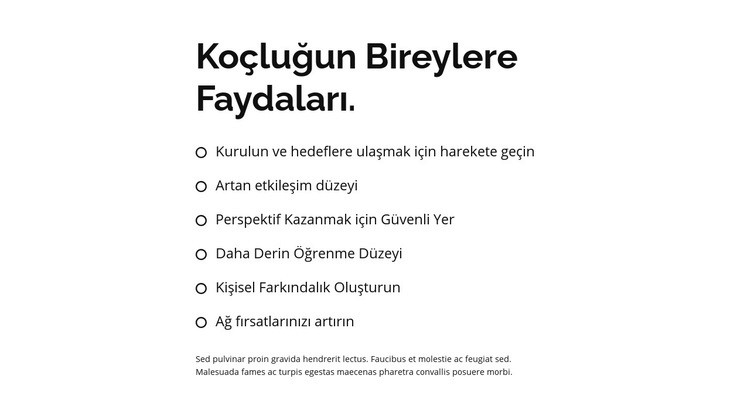 Başlık ve büyük liste Şablon