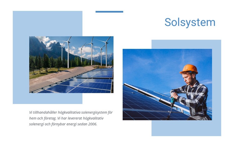Kvalitet solenergi Webbplats mall